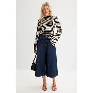 Levis Premium Womens XL Culotte Denim Jeans 27 Dark Blue Crop Wide Leg Baggy New